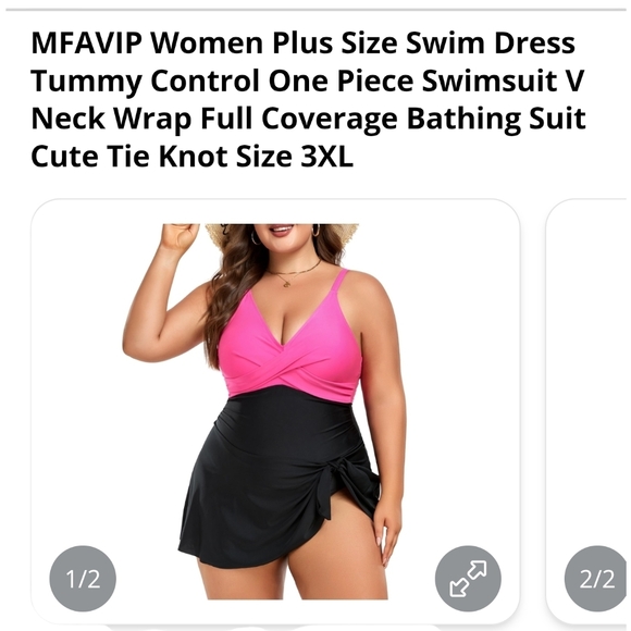MFAVIP - 3X WPink and Black Swim Dress - Picture 11 of 12